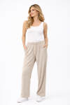 Duygu Altıntaş Bej Salaş Pantolon – Lastikli Bel Rahat Kalıp Yazlık Günlük Pantolon