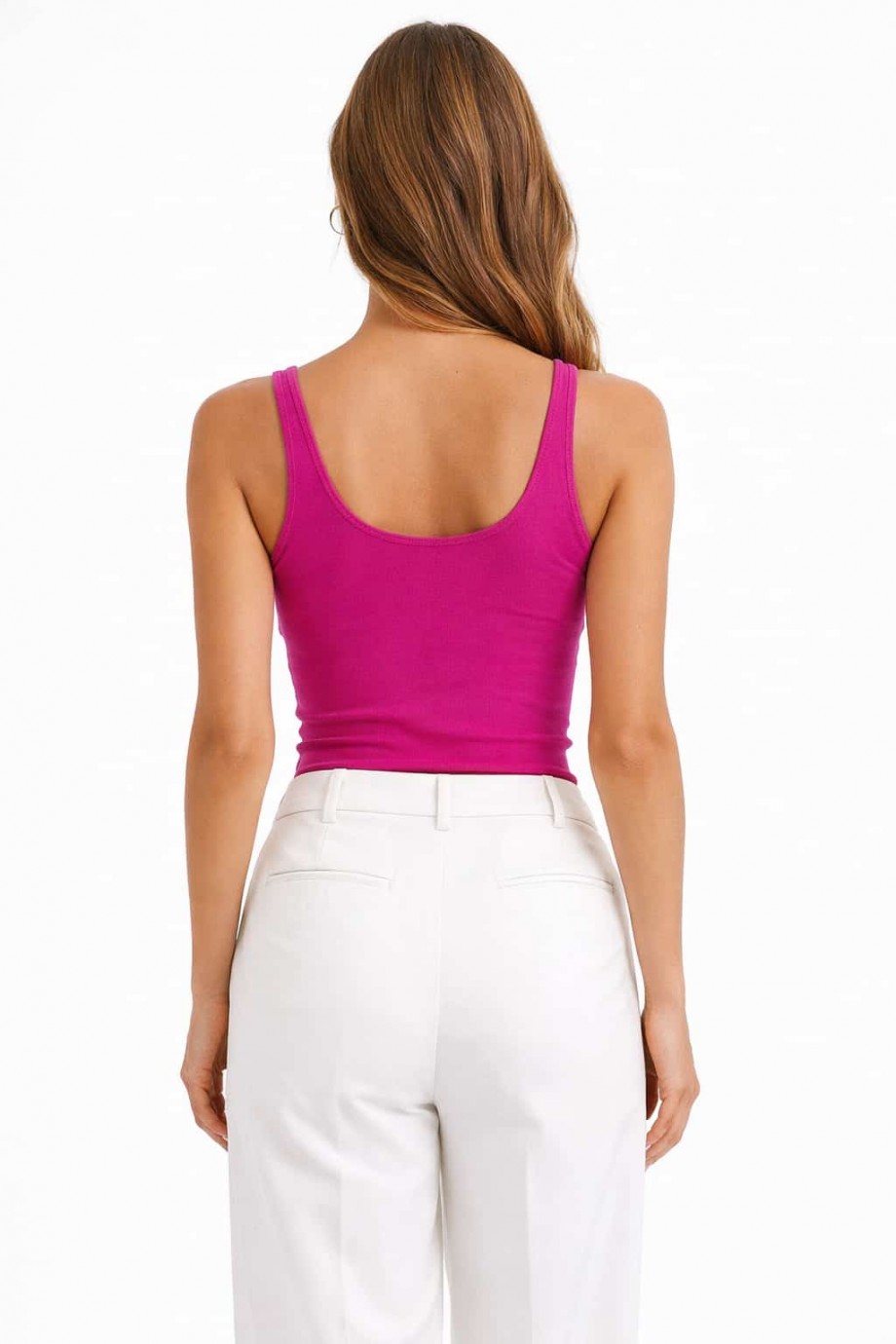 Fuşya Düz Penye Pamuk Atlet – Esnek, Yumuşak Basic Günlük Üst